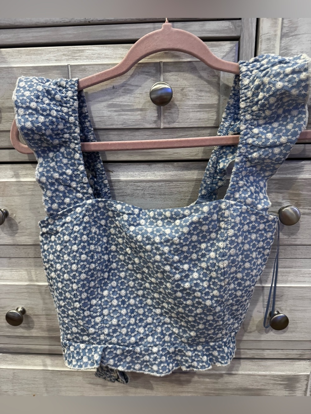 Ditsy Floral Square-Neck Blue Crop Top